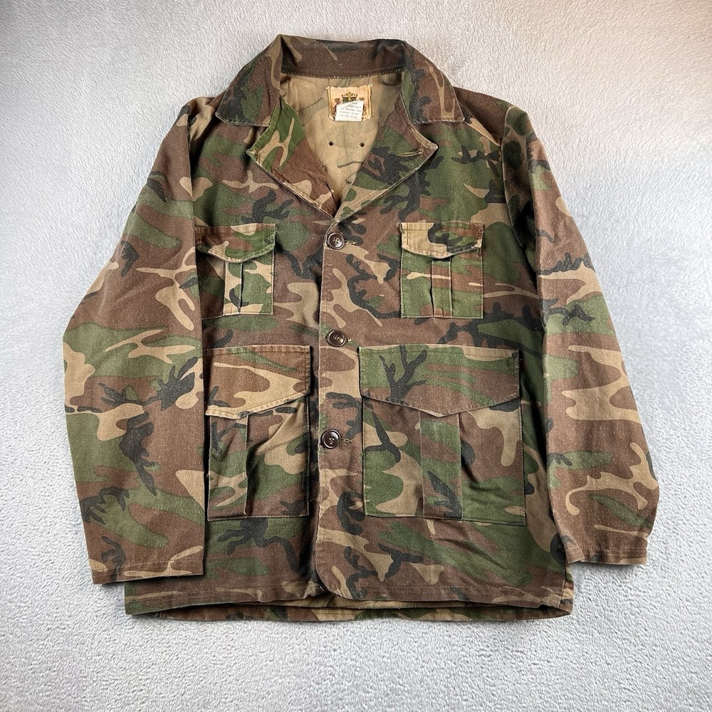 Vintage Ideal Hunting Field Jacket Camo Utility Pocket Camo Drill 1971